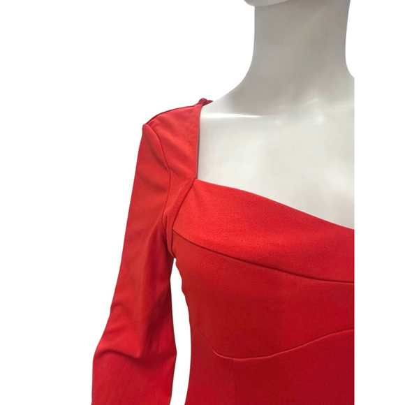 Women's Holiday CHICME Red Long Sleeve Sweetheart Neck Dress Size M - Picture 9 of 12